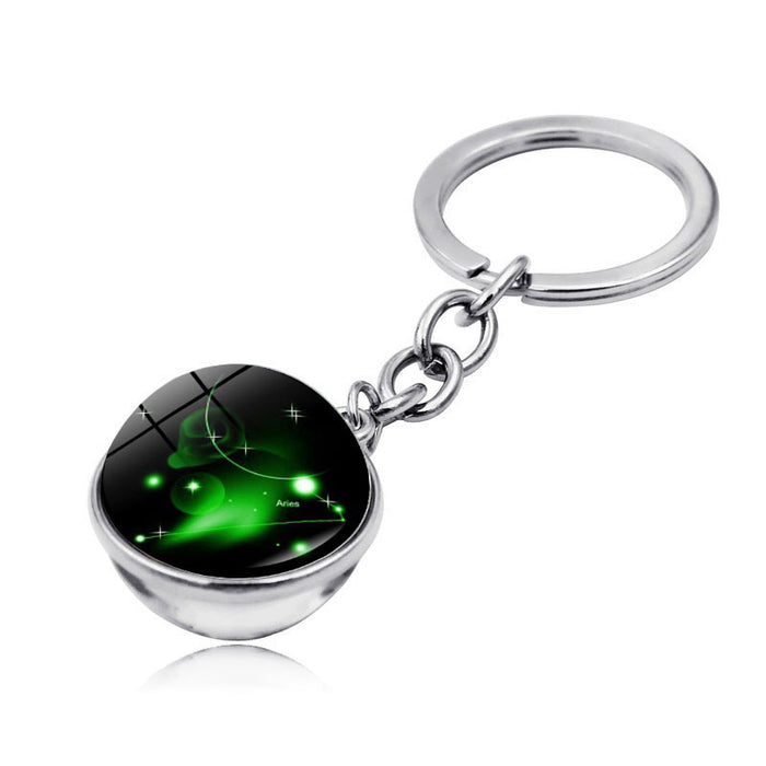 Jewelry WholesaleWholesale Zinc Alloy Glass Zodiac Keychain JDC-KC-Hengx003 Keychains 横湘 %variant_option1% %variant_option2% %variant_option3%  Factory Price JoyasDeChina Joyas De China