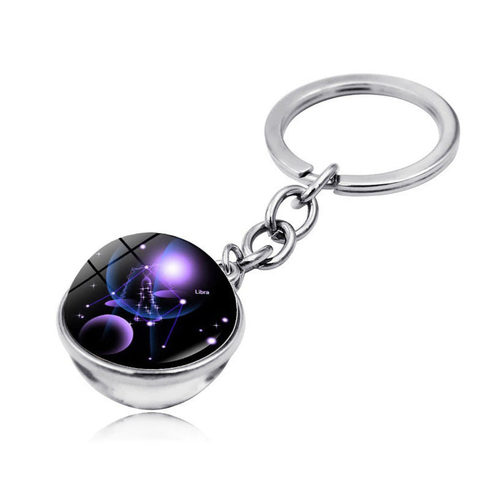 Jewelry WholesaleWholesale Zinc Alloy Glass Zodiac Keychain JDC-KC-Hengx003 Keychains 横湘 %variant_option1% %variant_option2% %variant_option3%  Factory Price JoyasDeChina Joyas De China