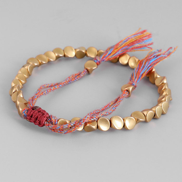 Wholesale Bracelet Copper Beads Tassel Hand Braided Pull Hand Rope MOQ≥3 JDC-BT-QiuX029