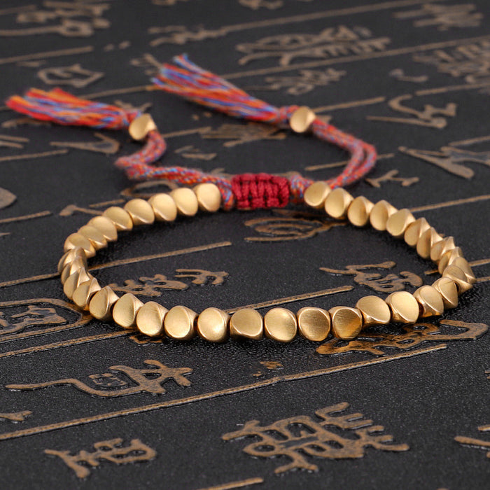 Wholesale Bracelet Copper Beads Tassel Hand Braided Pull Hand Rope MOQ≥3 JDC-BT-QiuX029