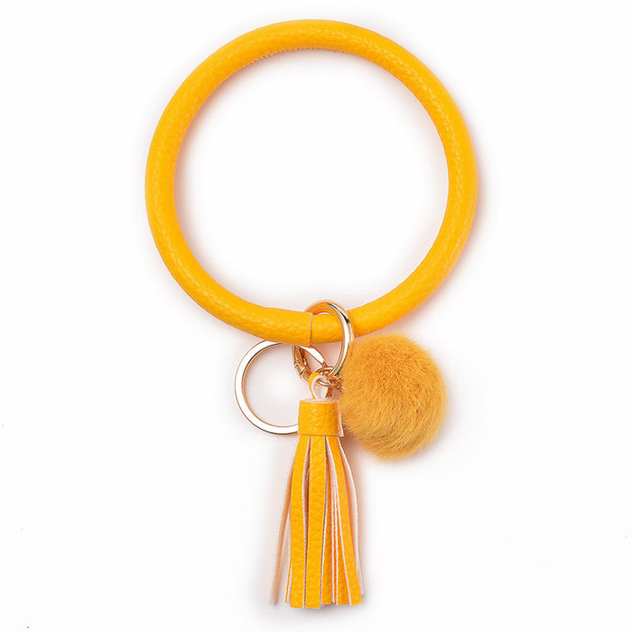 Wholesale Plush PU Leather Keychain Bracelet JDC-KC-DuoY001