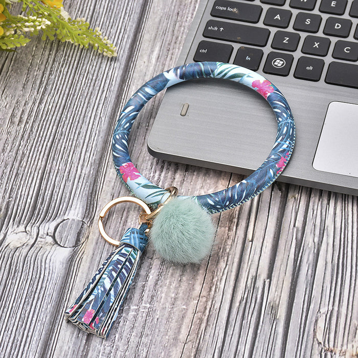 Wholesale Plush PU Leather Keychain Bracelet JDC-KC-DuoY001