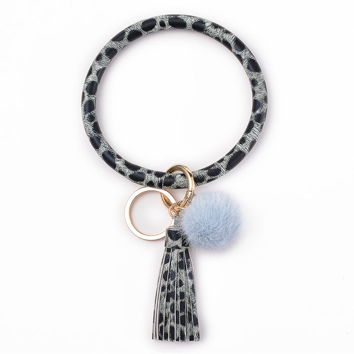 Wholesale Plush PU Leather Keychain Bracelet JDC-KC-DuoY001