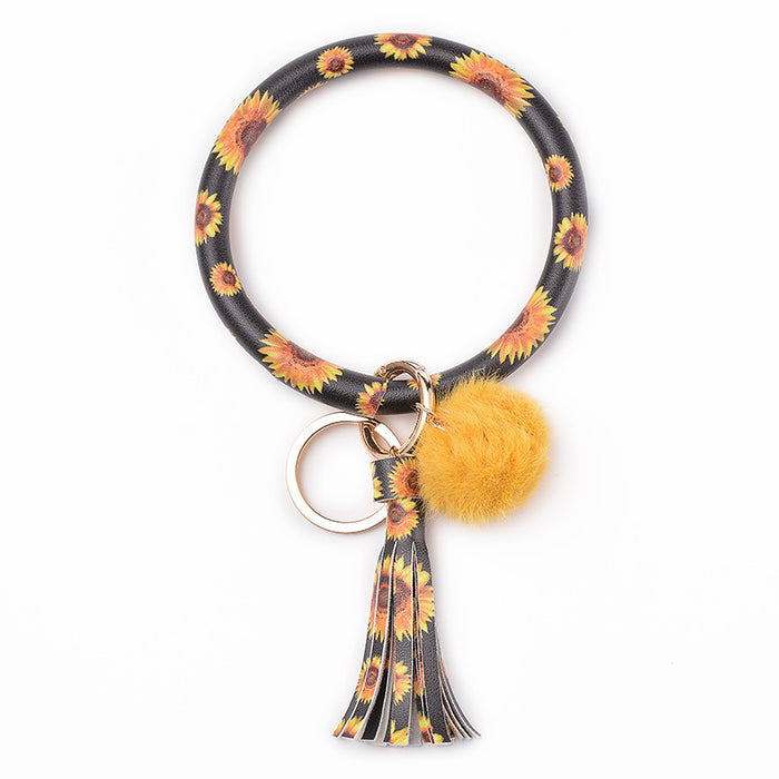 Wholesale Plush PU Leather Keychain Bracelet JDC-KC-DuoY001