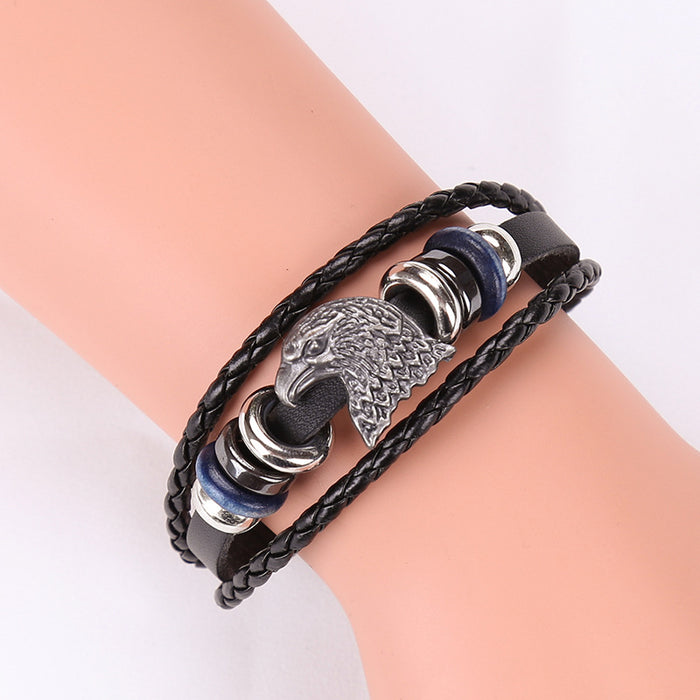 Wholesale Alloy Eagle Braided Leather Bracelet JDC-BT-SaiH010