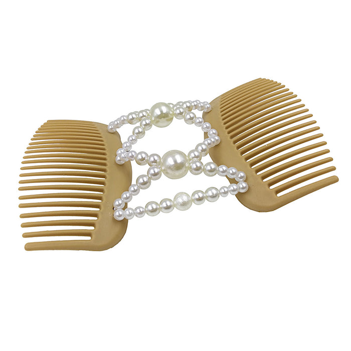 Wholesale Resin Double Row Inserting Comb Pearl Hair Clip JDC-HC-Chund006