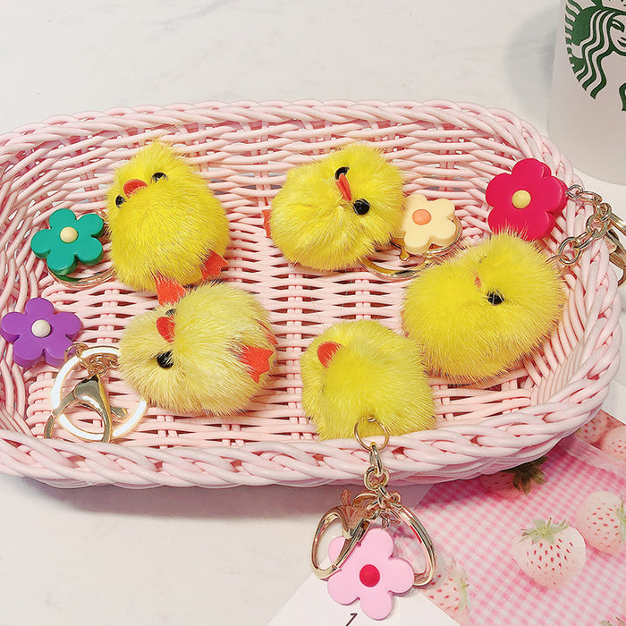 Wholesale cute cartoon plush chick doll keychain JDC-KC-SCheng032