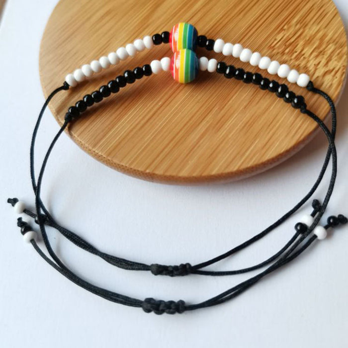 Jewelry WholesaleWholesale same sex rainbow anklet rice bead braided couple anklet MOQ≥2 JDC-AS-HaoL002 Anklets 豪灵 %variant_option1% %variant_option2% %variant_option3%  Factory Price JoyasDeChina Joyas De China