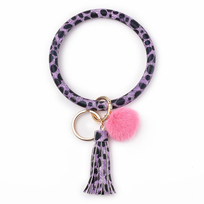 Wholesale Plush PU Leather Keychain Bracelet JDC-KC-DuoY001