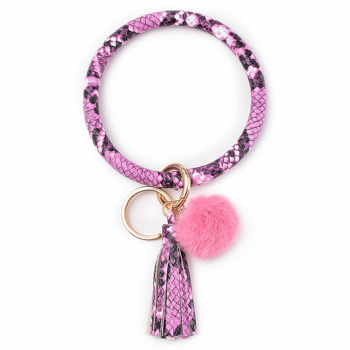 Wholesale Plush PU Leather Keychain Bracelet JDC-KC-DuoY001