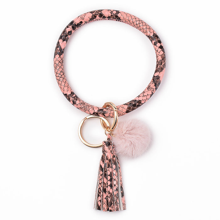 Wholesale Plush PU Leather Keychain Bracelet JDC-KC-DuoY001