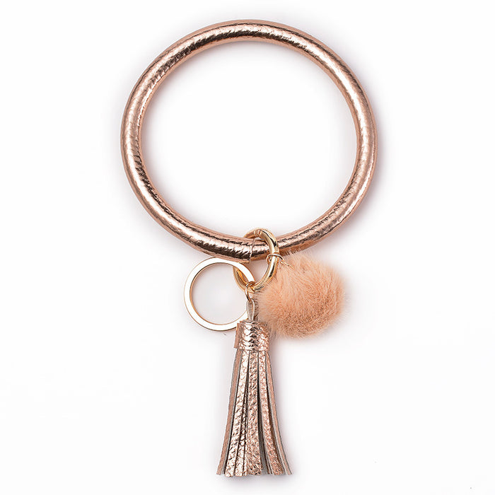 Wholesale Plush PU Leather Keychain Bracelet JDC-KC-DuoY001