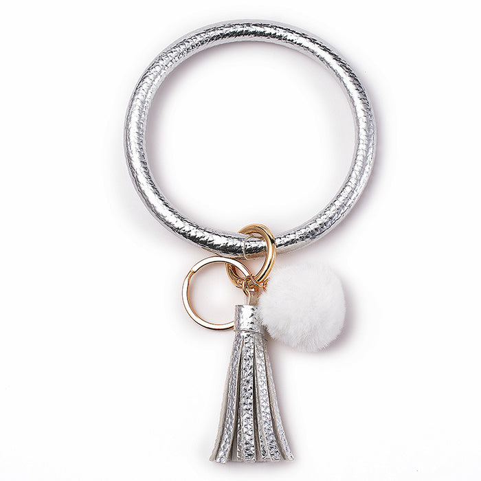 Wholesale Plush PU Leather Keychain Bracelet JDC-KC-DuoY001