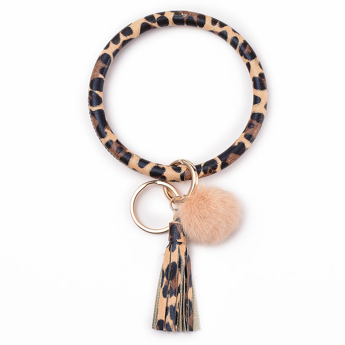 Wholesale Plush PU Leather Keychain Bracelet JDC-KC-DuoY001