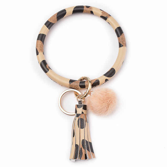 Wholesale Plush PU Leather Keychain Bracelet JDC-KC-DuoY001