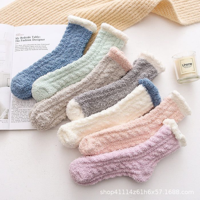 Wholesale Fuzzy Socks Coral Fleece Autumn Winter Thick Sleeping Socks JDC-SK-XiaoZ001