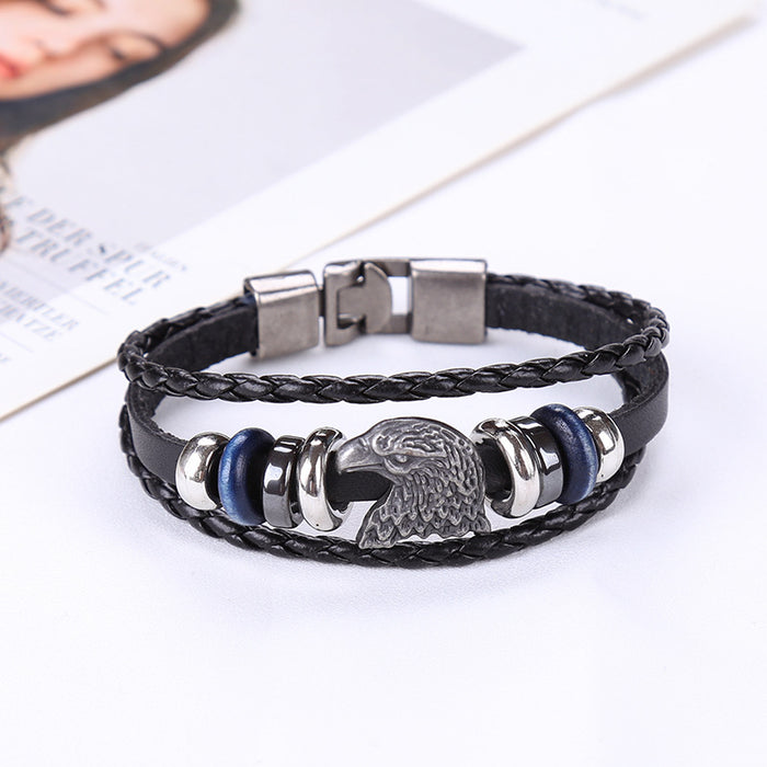 Wholesale Alloy Eagle Braided Leather Bracelet JDC-BT-SaiH010