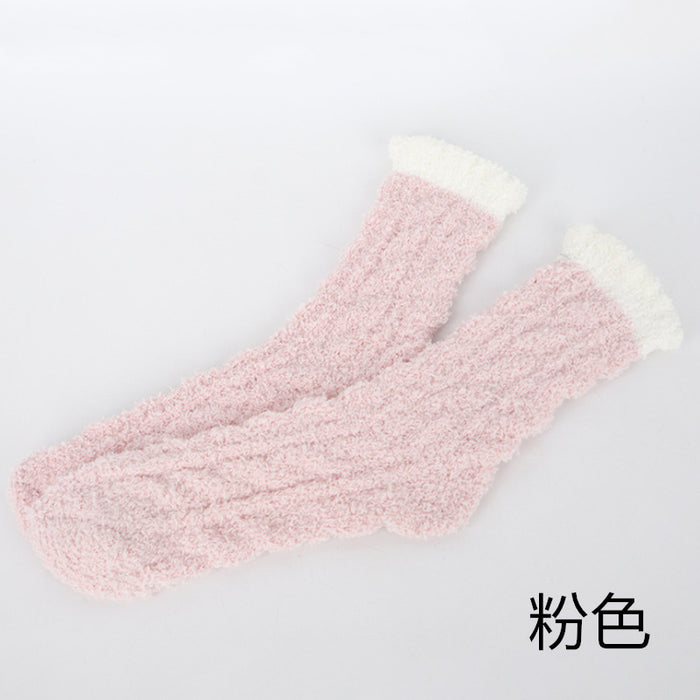 Wholesale Fuzzy Socks Coral Fleece Autumn Winter Thick Sleeping Socks JDC-SK-XiaoZ001