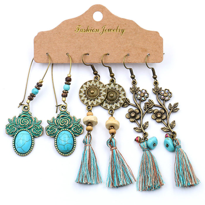 Wholesale 3 Piece Earring Set Boho Fashion Tassel Earrings JDC-ES-HH019