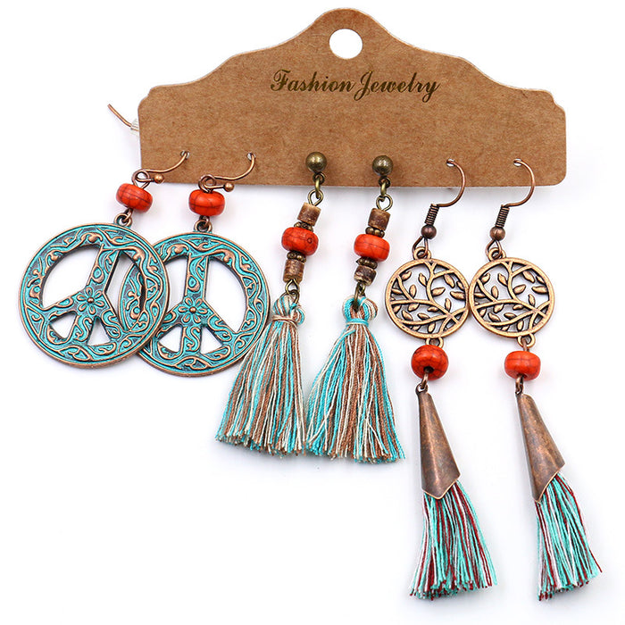 Wholesale 3 Piece Earring Set Boho Fashion Tassel Earrings JDC-ES-HH019