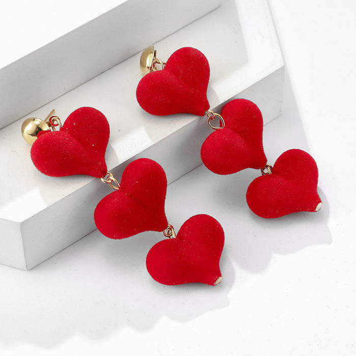 Wholesale Alloy Plush Heart Earrings MOQ≥2 JDC-ES-lingg009