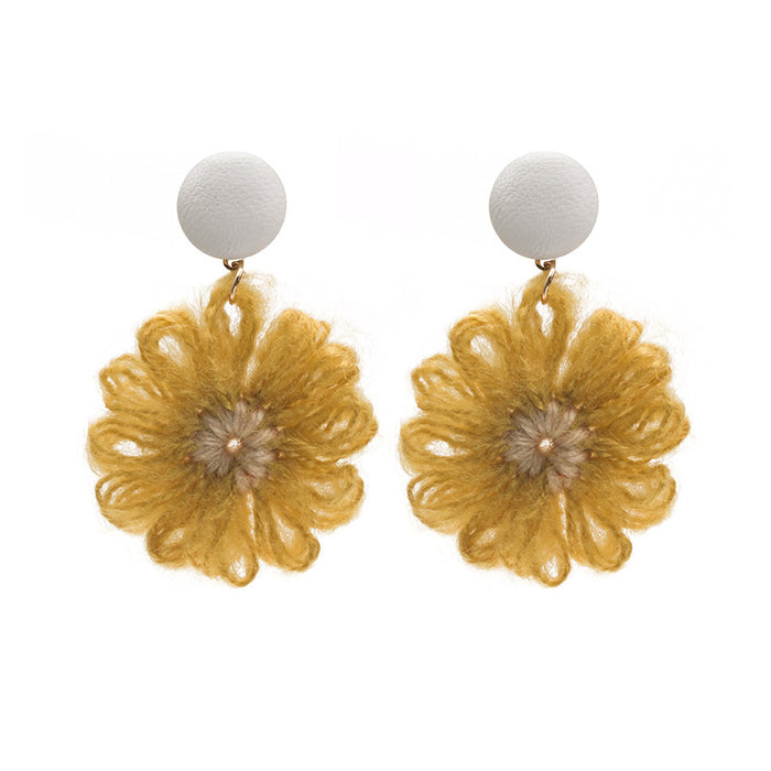 Jewelry WholesaleWholesale 925 Silver Needle Wool Flower Daisy Earrings JDC-ES-GSMDD019 Earrings 萌豆豆 %variant_option1% %variant_option2% %variant_option3%  Factory Price JoyasDeChina Joyas De China