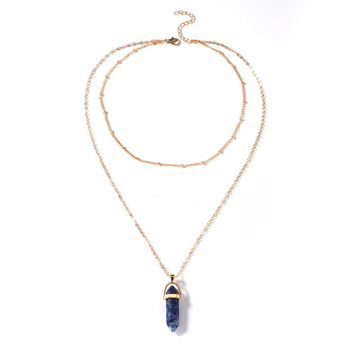 Jewelry WholesaleWholesale crystal hexagonal column alloy double -layer necklace JDC-NE-cy064 Necklaces 纯影 %variant_option1% %variant_option2% %variant_option3%  Factory Price JoyasDeChina Joyas De China