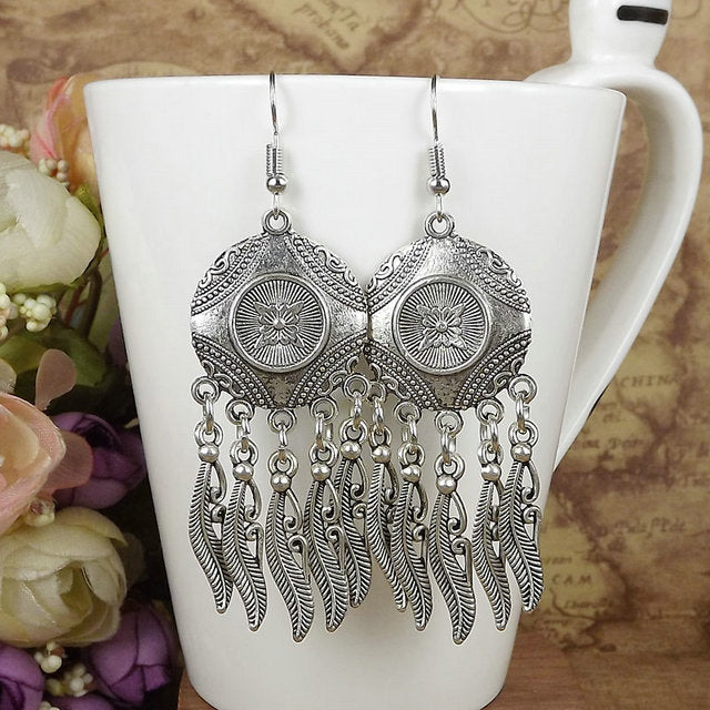 Wholesale Xingma Jewelry Boho Tibetan Silver Women's Earrings JDC-ES-Ylh002