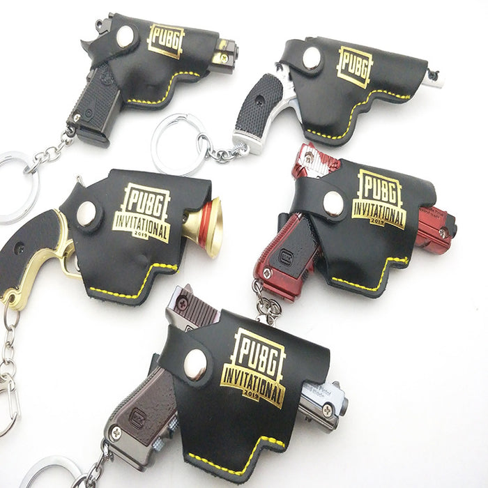 Wholesale pistol model can be equipped with leather case keychain pendant MOQ≥2 JDC-KC-MShan004