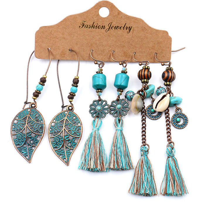 Wholesale 3 Piece Earring Set Boho Fashion Tassel Earrings JDC-ES-HH019