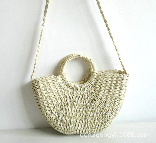 Jewelry WholesaleWholesale Simple Solid Color Woven Bag Retro Style Casual Beach Bag JDC-BB-DeR008 Beach Bag DeR %variant_option1% %variant_option2% %variant_option3%  Factory Price JoyasDeChina Joyas De China