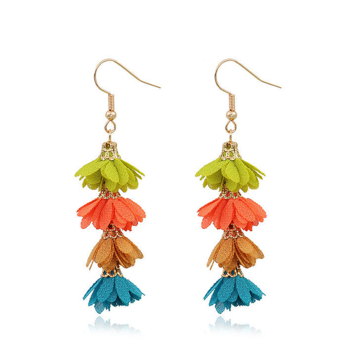 Wholesale earrings cloth colored flowers JDC-ES-momo001