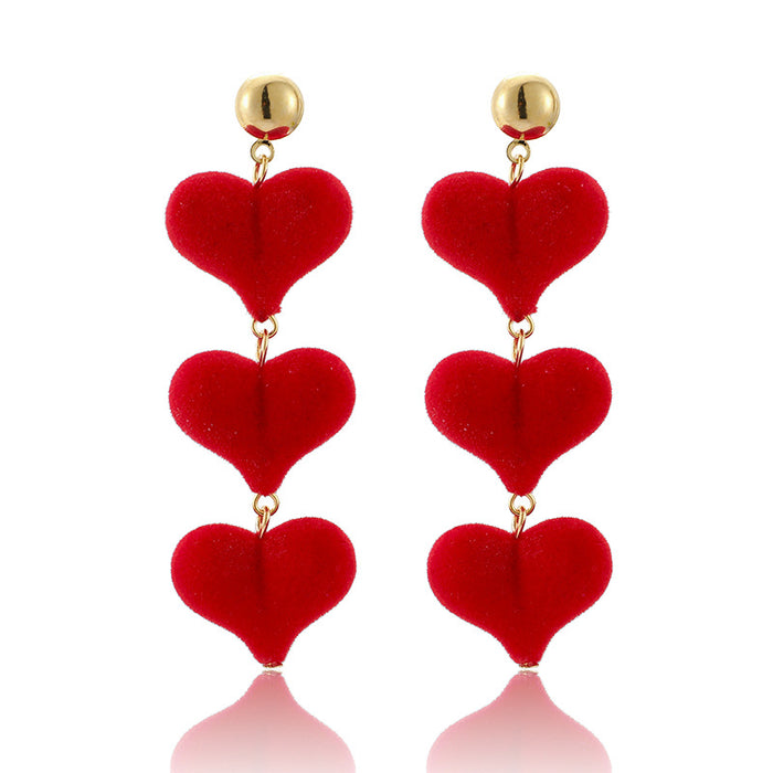 Wholesale Alloy Plush Heart Earrings MOQ≥2 JDC-ES-lingg009