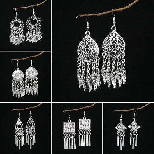 Jewelry WholesaleWholesale Xingma Jewelry Boho Tibetan Silver Women's Earrings JDC-ES-Ylh002 Earrings 虞凌洪 %variant_option1% %variant_option2% %variant_option3%  Factory Price JoyasDeChina Joyas De China