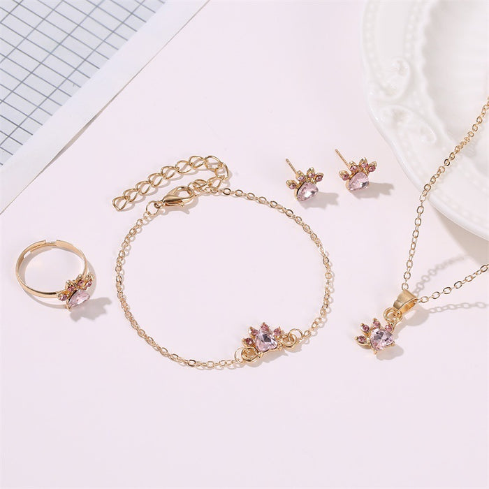 Jewelry WholesaleWholesale Cat's Claw Alloy Zircon Necklace Earrings Ring Bracelet Set JDC-NE-D038 Necklaces 晴雯 %variant_option1% %variant_option2% %variant_option3%  Factory Price JoyasDeChina Joyas De China