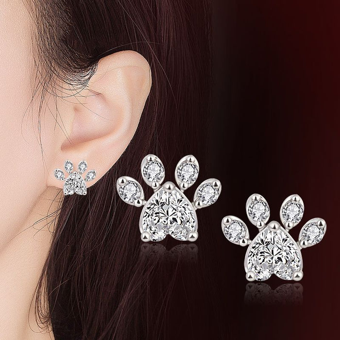 Wholesale Dog's Paw Zircon Copper Earrings JDC-ES-JJH001