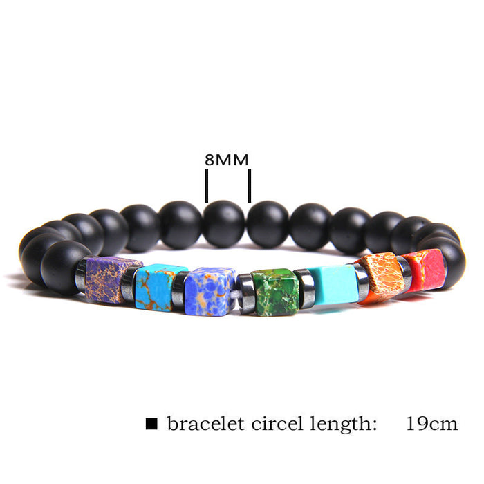 Wholesale Natural Stone Beads Square Emperor Stone Charm Men's Bracelet JDC-BT-YinY014