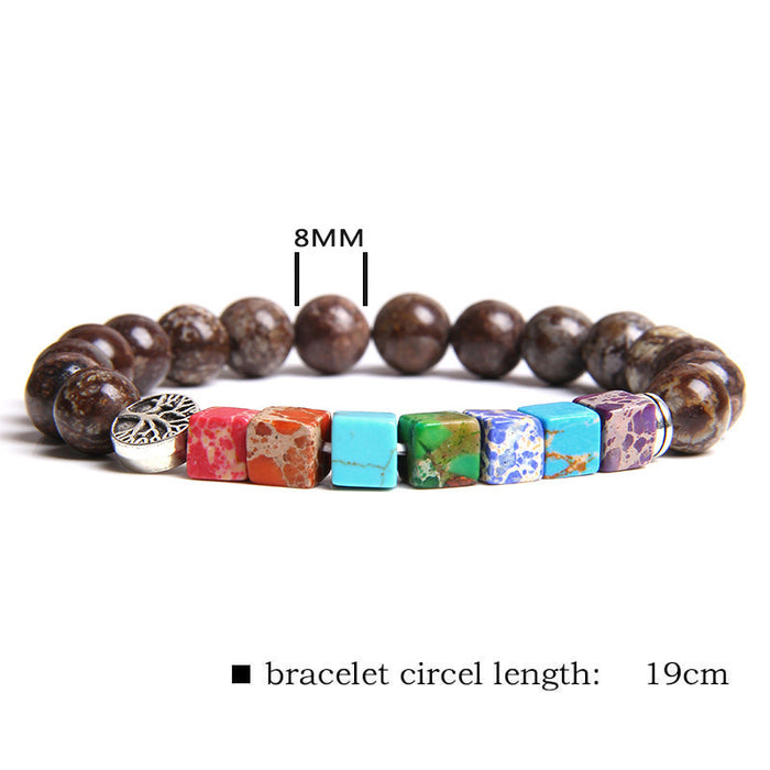 Wholesale Natural Stone Beads Square Emperor Stone Charm Men's Bracelet JDC-BT-YinY014