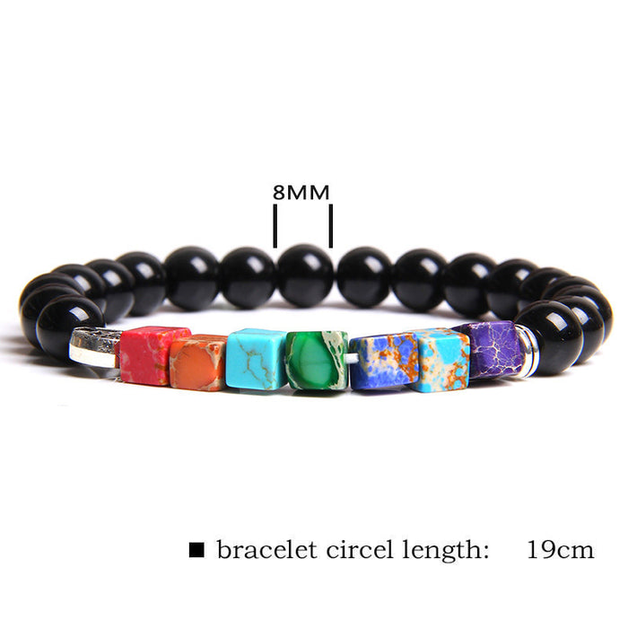 Wholesale Natural Stone Beads Square Emperor Stone Charm Men's Bracelet JDC-BT-YinY014