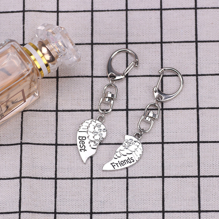 Jewelry WholesaleWholesale love stitching best friend alloy rhinestone keychain JDC-KC-TianG017 Keychains 天高 %variant_option1% %variant_option2% %variant_option3%  Factory Price JoyasDeChina Joyas De China