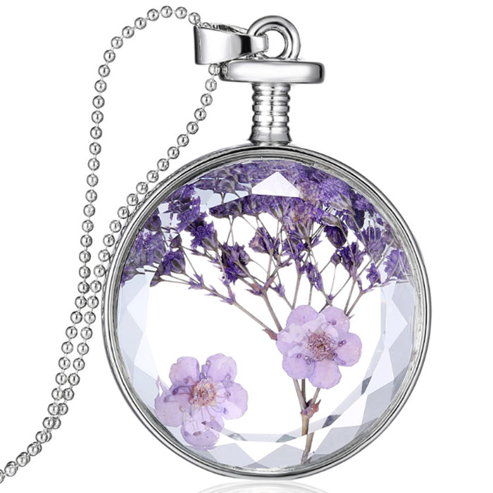 Jewelry WholesaleWholesale Round Crystal Fashion Dried Flower Transparent Necklace JDC-NE-YinH011 Necklaces 颖皓 %variant_option1% %variant_option2% %variant_option3%  Factory Price JoyasDeChina Joyas De China