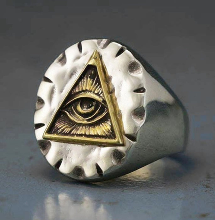 Wholesale Rings Alloy Triangle Eye of God MOQ≥3 JDC-RS-HaiY001