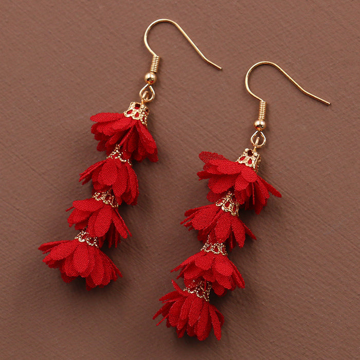 Wholesale earrings cloth colored flowers JDC-ES-momo001