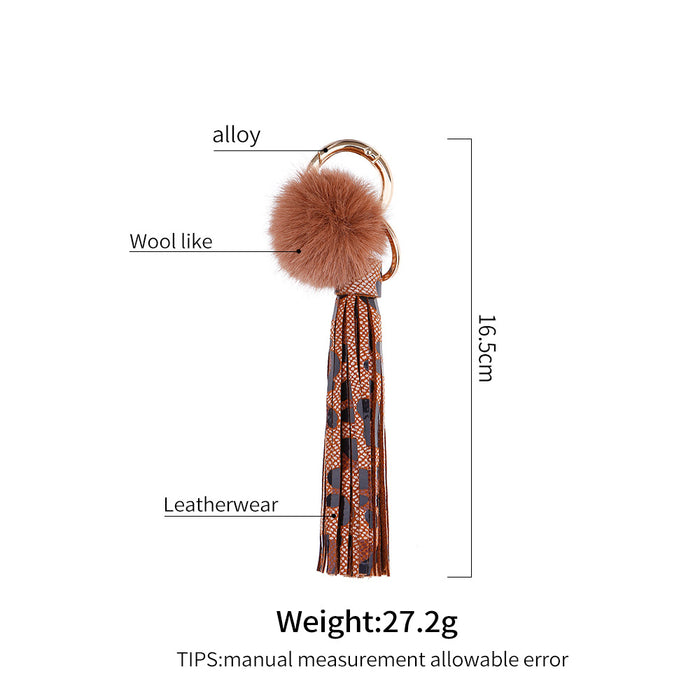 Jewelry WholesaleWholesale handmade large circle leopard print leather imitation rabbit hair keychain JDC-KC-JM021 Keychains 杰米 %variant_option1% %variant_option2% %variant_option3%  Factory Price JoyasDeChina Joyas De China