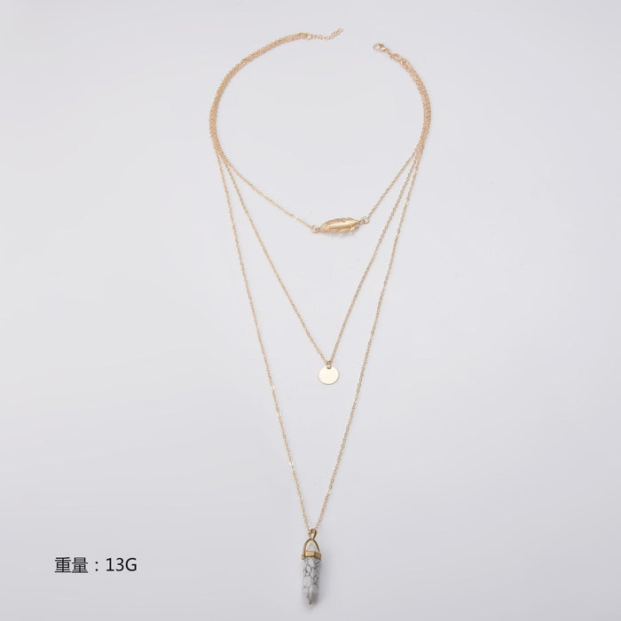 Jewelry WholesaleWholesale White Turquoise Hexagon Pillar Alloy Multilayer Necklace JDC-NE-cy070 Necklaces 纯影 %variant_option1% %variant_option2% %variant_option3%  Factory Price JoyasDeChina Joyas De China