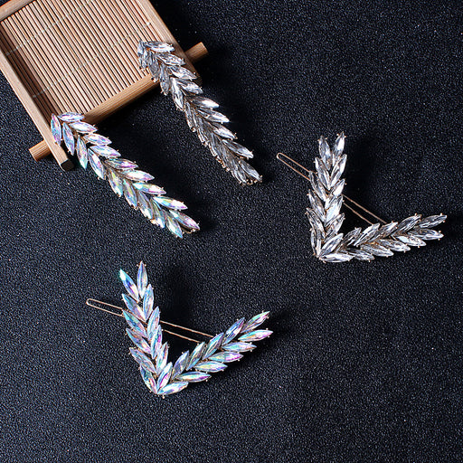 Jewelry WholesaleWholesale V-shaped alloy crystal leaf hairpin JDC-HC-JE004 Hair Clips 璟恩 %variant_option1% %variant_option2% %variant_option3%  Factory Price JoyasDeChina Joyas De China