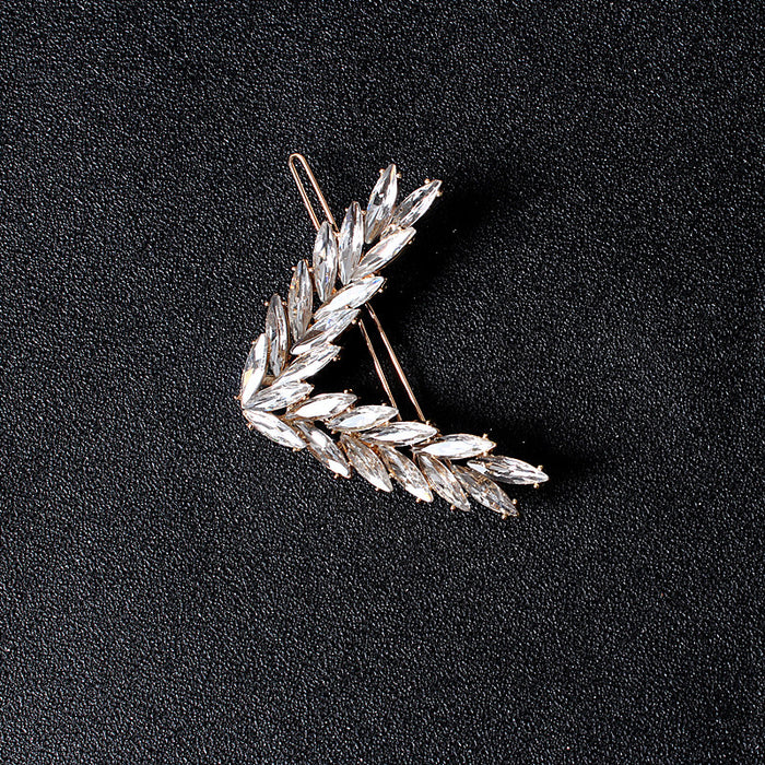 Jewelry WholesaleWholesale V-shaped alloy crystal leaf hairpin JDC-HC-JE004 Hair Clips 璟恩 %variant_option1% %variant_option2% %variant_option3%  Factory Price JoyasDeChina Joyas De China