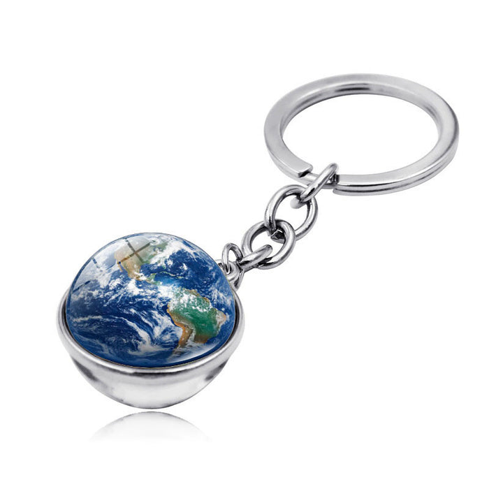 Wholesale Keychains For Backpacks Universe Galaxy Planet Zinc Alloy Glass Keychain JDC-KC-Hengx005