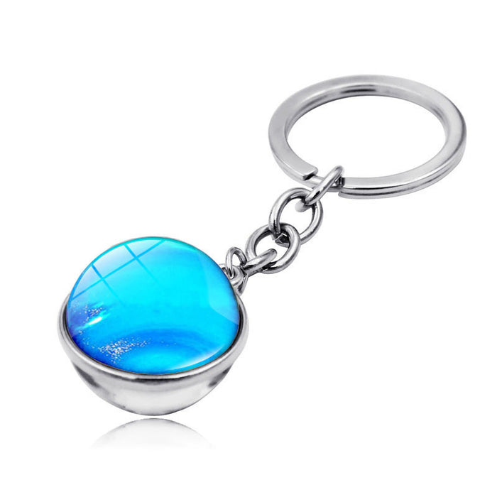 Wholesale Keychains For Backpacks Universe Galaxy Planet Zinc Alloy Glass Keychain JDC-KC-Hengx005