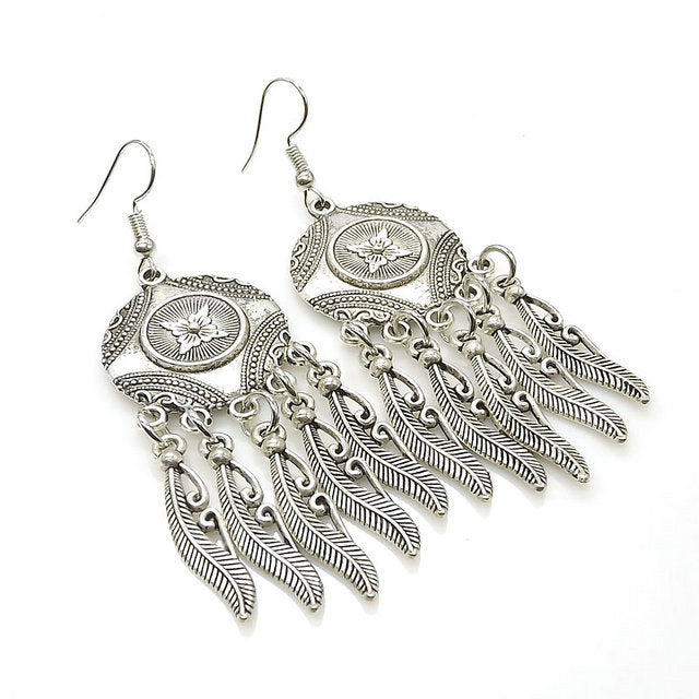 Wholesale Xingma Jewelry Boho Tibetan Silver Women's Earrings JDC-ES-Ylh002